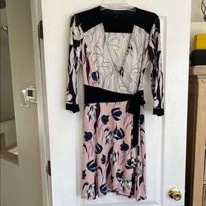 BCBGMaxAzria Floral Wrap Dress in Black and Pink, M